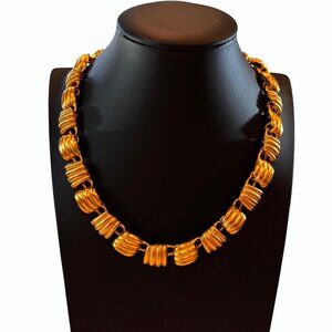 Vintage Anne Klein Gold Tone Chunky Necklace Toggle Clasp